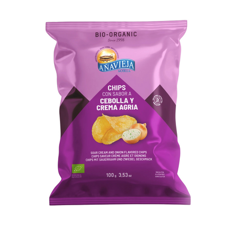 Añavieja Potato Chips Organic Sour Cream and Onion in Sunflower Oil 100g