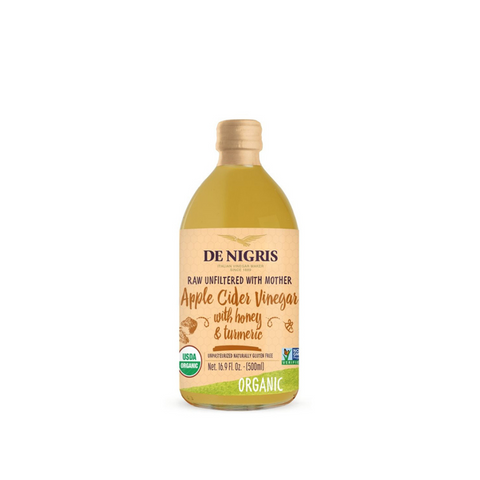 De Nigris Organic Apple Cider Vinegar with Honey & Turmeric 500ml